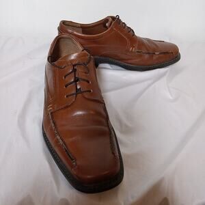 ECCO Brown Leather Bike Toe Oxford Lace Up Dress Shoe Shock Point Size 42 9 M